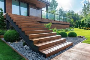 Escaliers extérieurs en kit acier et bois - Prêt à installer pour terrasse et jardin